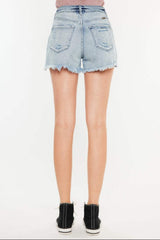 Kancan Distressed High Waist Denim Shorts with Pockets - Trendsi - Flyclothing LLC