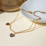Stainless Steel Synthetic Crystal Heart Anklet Bracelet - Trendsi
