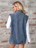Raw Hem Sleeveless Button Up Denim Jacket - Trendsi