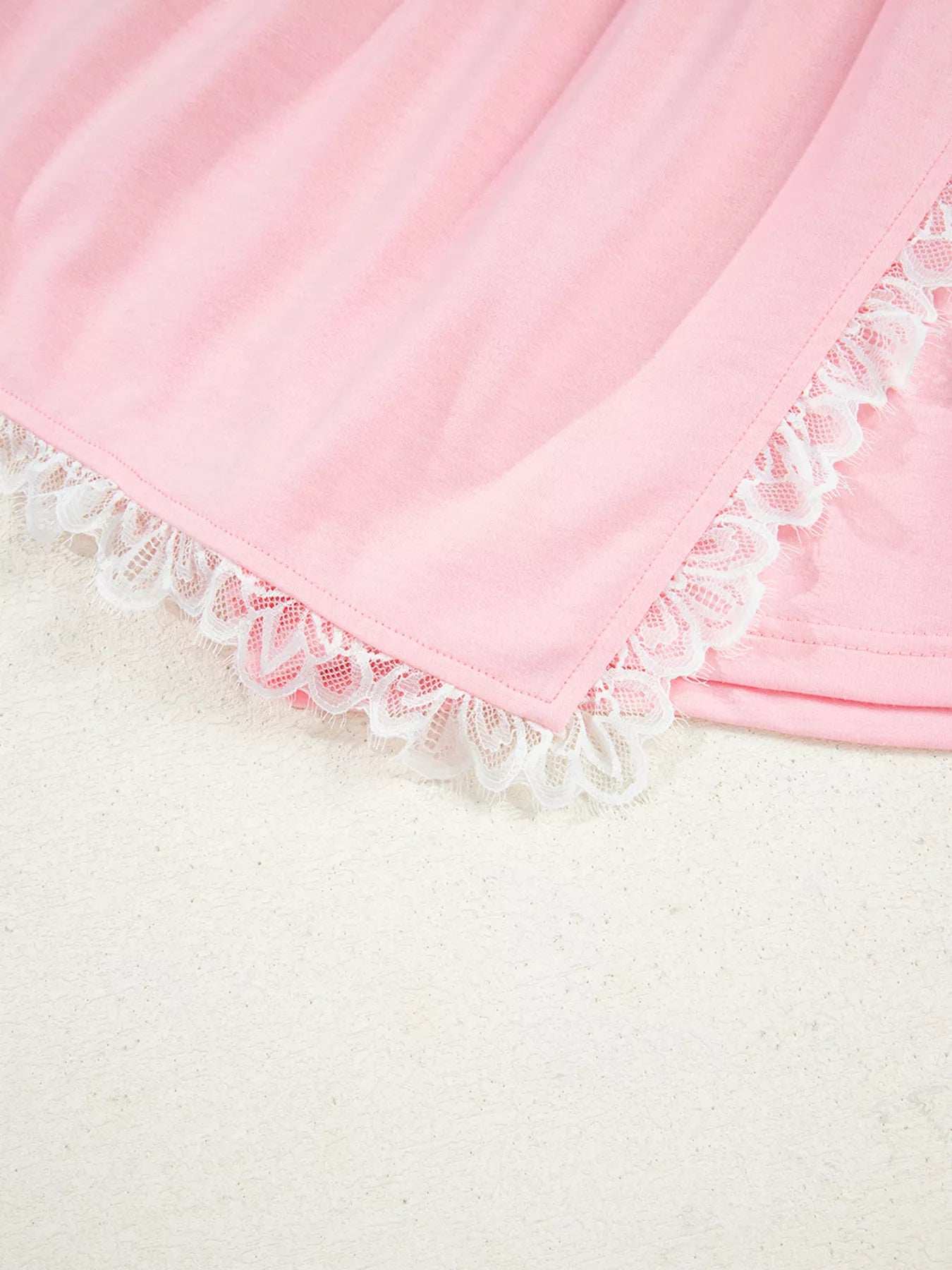 Peter Pan Lace Embellished Neck Sweatshirt and Skirt Two Piece Set - Trendsi - Flyclothing LLC