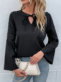 Perfee Tie Neck Long Sleeve Blouse - Trendsi