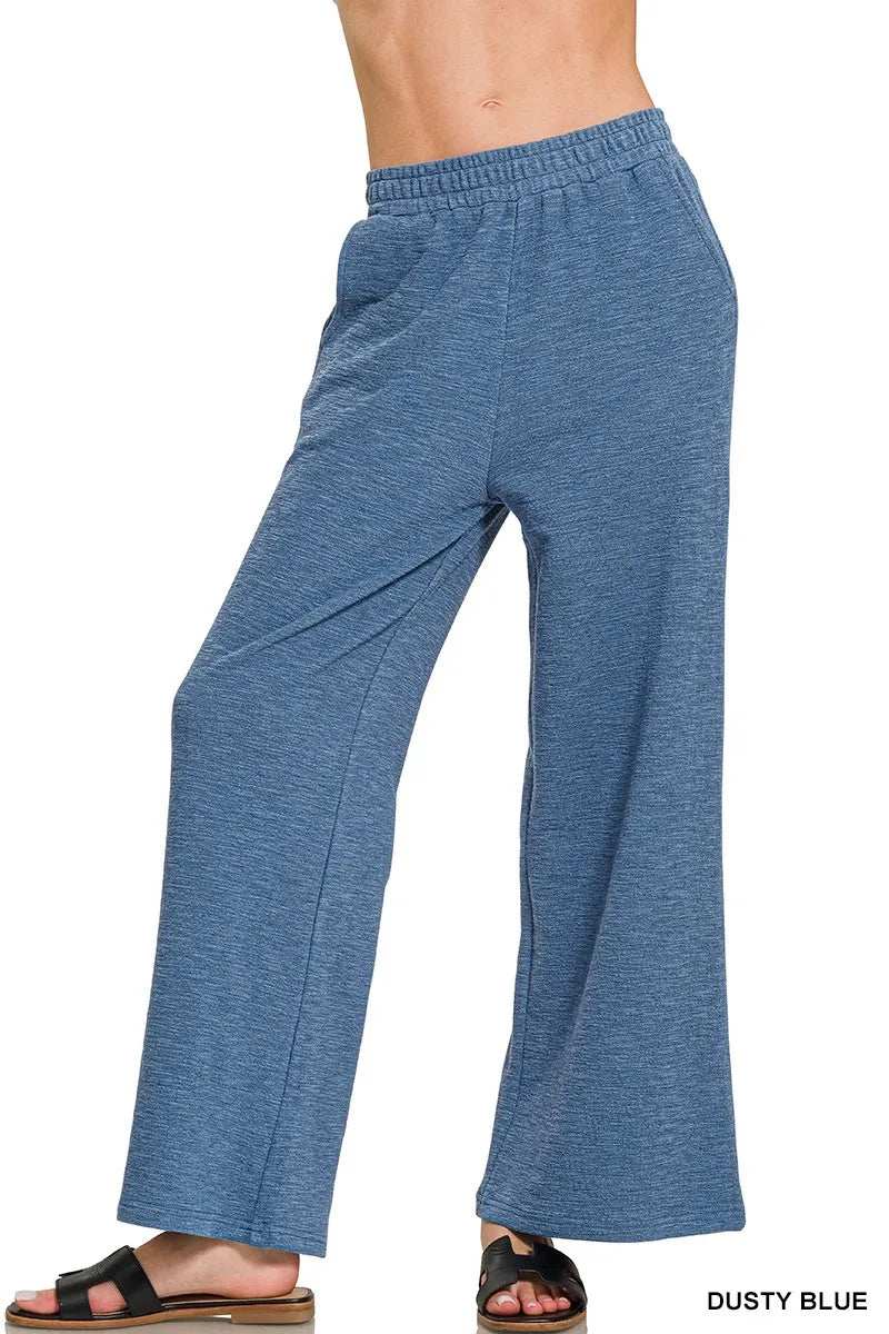 Zenana Cotton Slub Wide Leg Pants - Trendsi - Flyclothing LLC