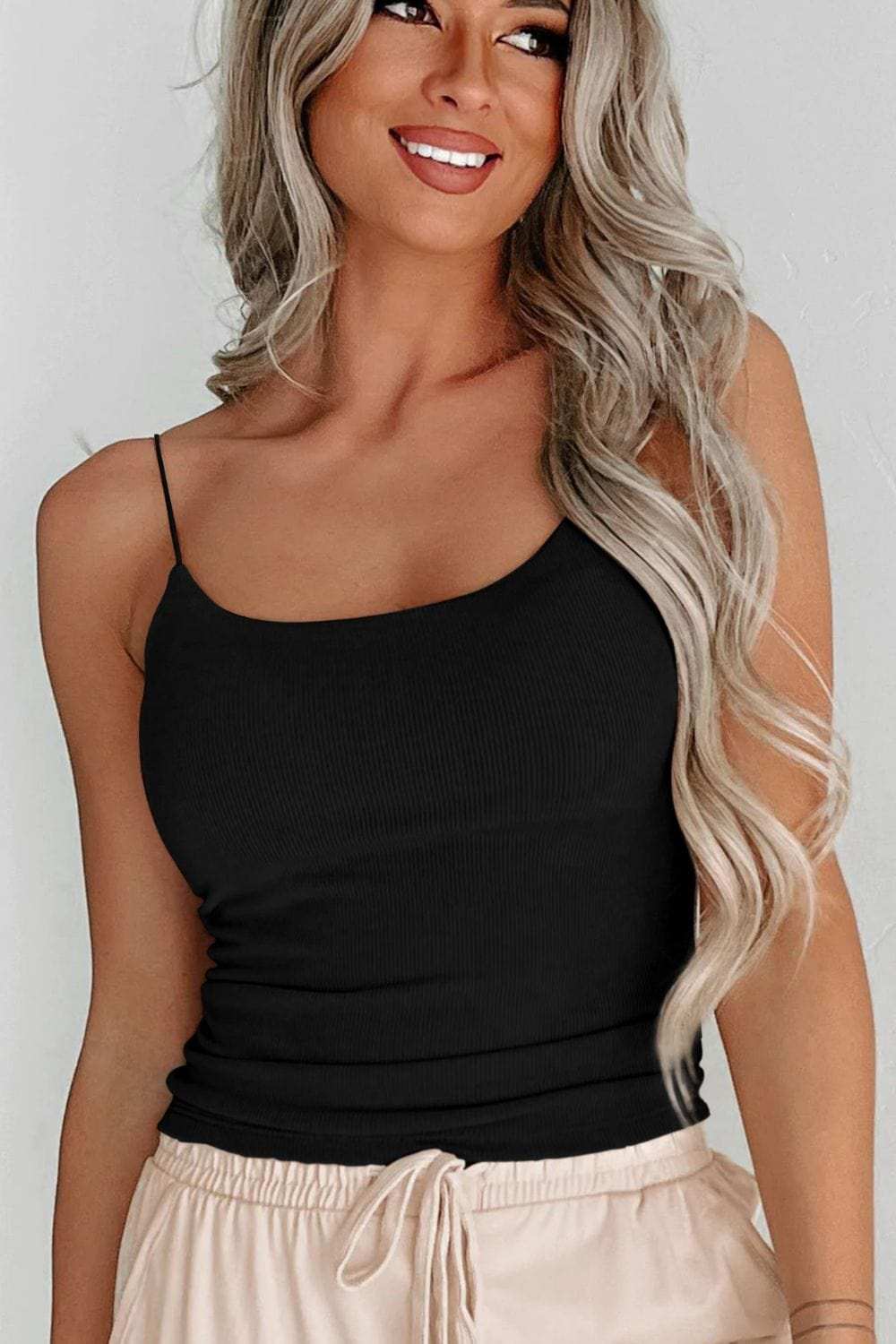 Ribbed Scoop Neck Cami - Trendsi - Flyclothing LLC