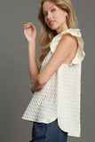 Umgee Full Size Textured Jacquard V-Neck Ruffle Cap Sleeve Blouse Plus Size - Trendsi
