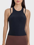 Cutout Round Neck Racerback Active Tank - Trendsi - Flyclothing LLC
