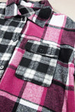Pocketed Plaid Collared Neck Long Sleeve Shacket - Trendsi - Flyclothing LLC