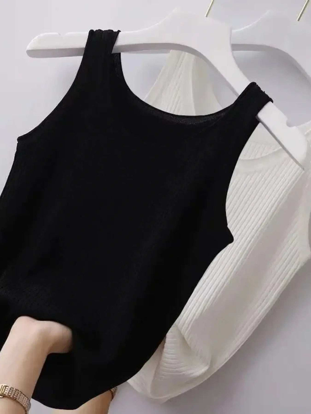 Plus Size Ribbed Knit Scoop Neck Tank Top - Trendsi - Flyclothing LLC