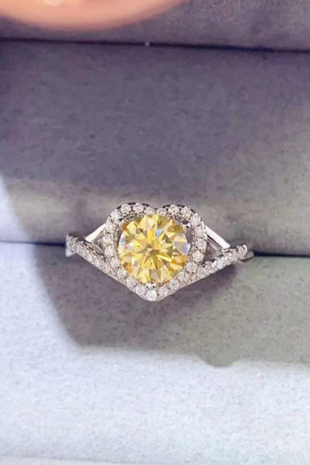 1 Carat Moissanite 925 Sterling Silver Heart Ring - Trendsi - Flyclothing LLC