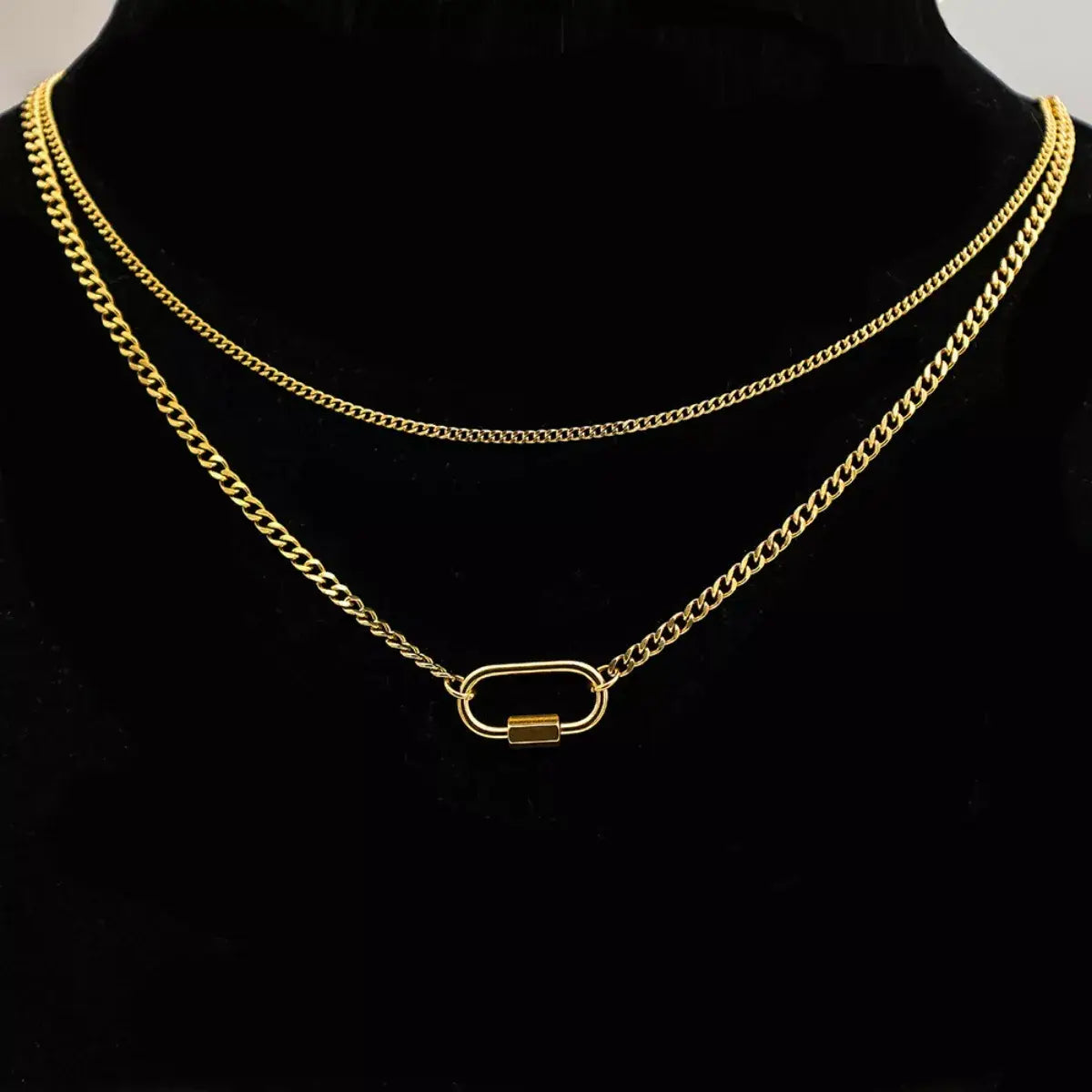 18K Gold-Plated Double Layered Necklace - Trendsi - Flyclothing LLC