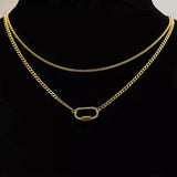 18K Gold-Plated Double Layered Necklace - Trendsi - Flyclothing LLC