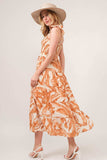 And The Why Tie Shoulder Smocked Midi Tiered Dress - Trendsi - Flyclothing LLC