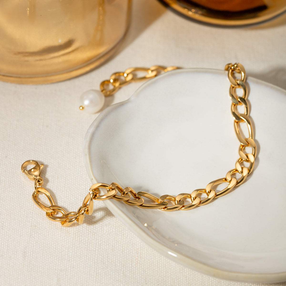 Stainless Steel Chain Pearl Anklet Bracelet - Trendsi - Flyclothing LLC