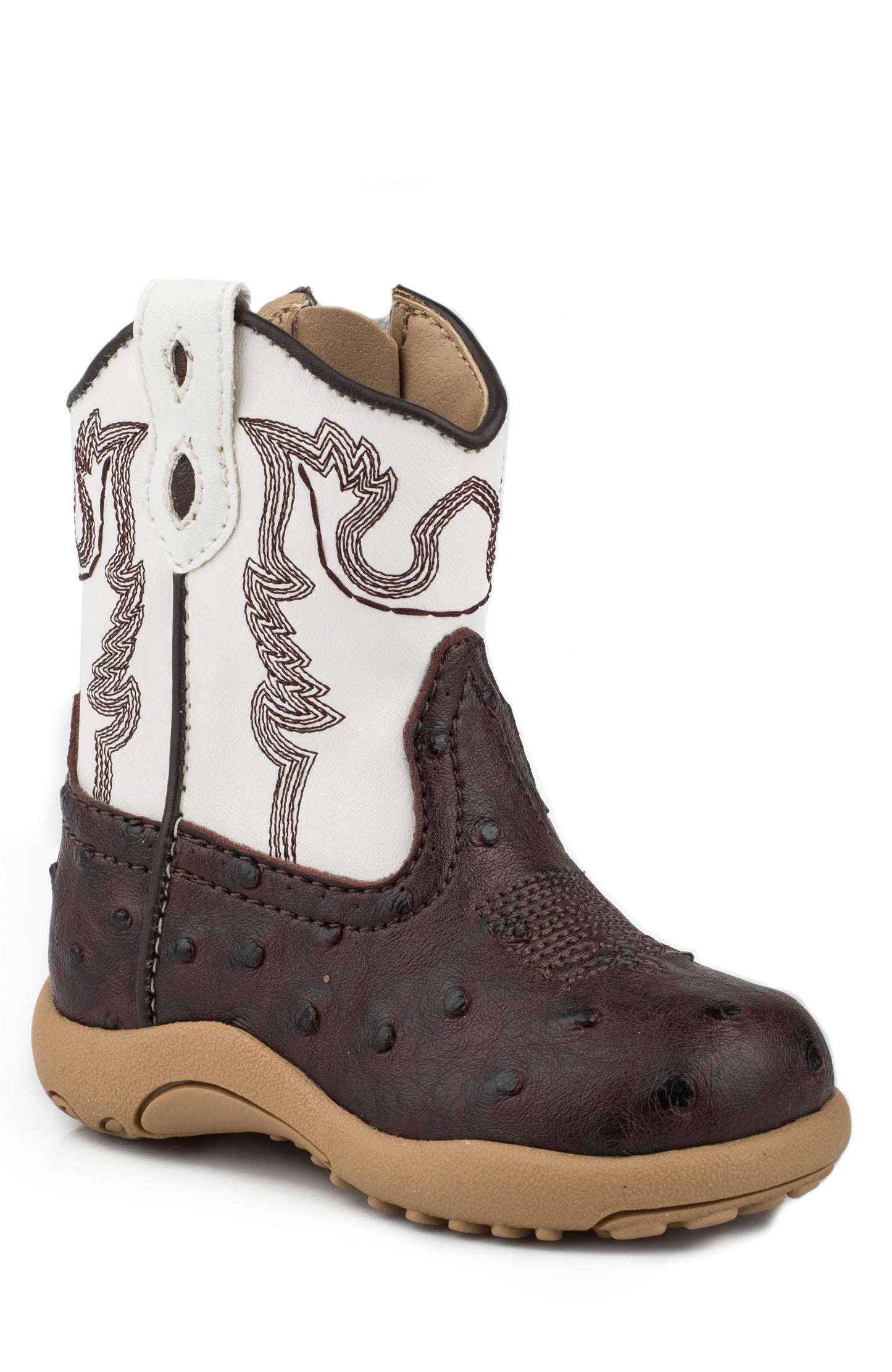 Roper Infant Boys Brown Faux Ostrich With White Shaft Cowbaby - Roper - Flyclothing LLC