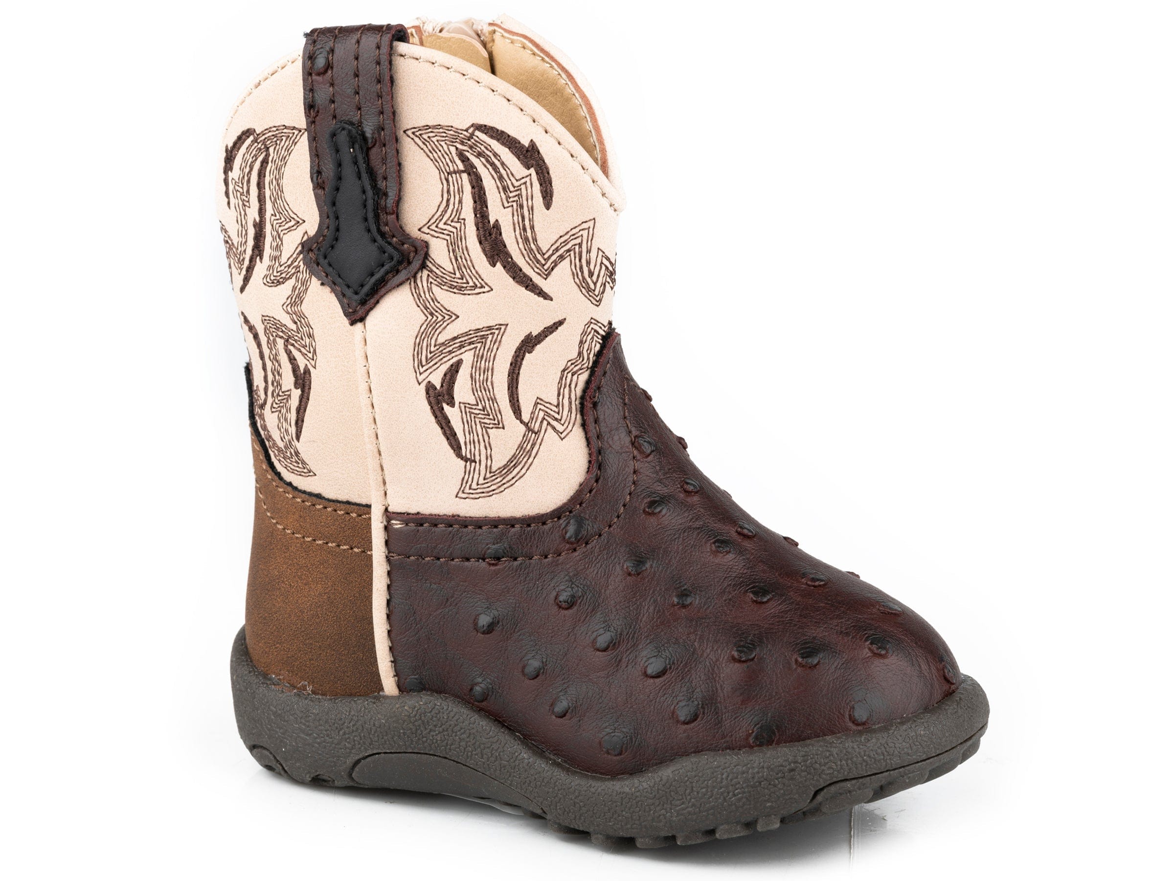 Roper Infant Boys Brown Ostrich Vamp With Tan Heel - Roper