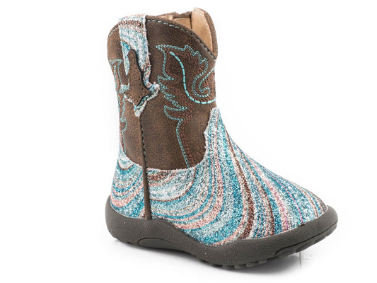 Roper Infant Girls Brown Shaft With Swirly Glitter Vamp - Roper