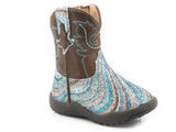 Roper Infant Girls Brown Shaft With Swirly Glitter Vamp - Roper