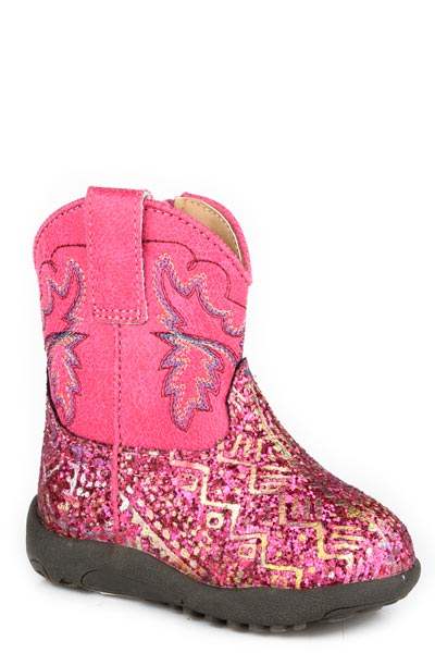 Girls Roper Fuschia Aztec Glitter Vamp Cowbabies Glitter Aztec Boots - Roper - Flyclothing LLC