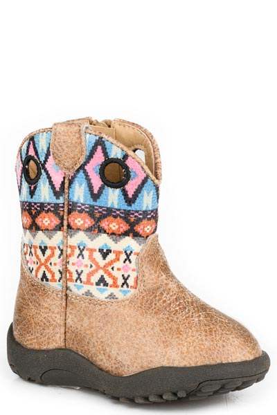Girls Roper Vintage Tan Faux Leather Vamp Willow Aztec Boots - Roper - Flyclothing LLC