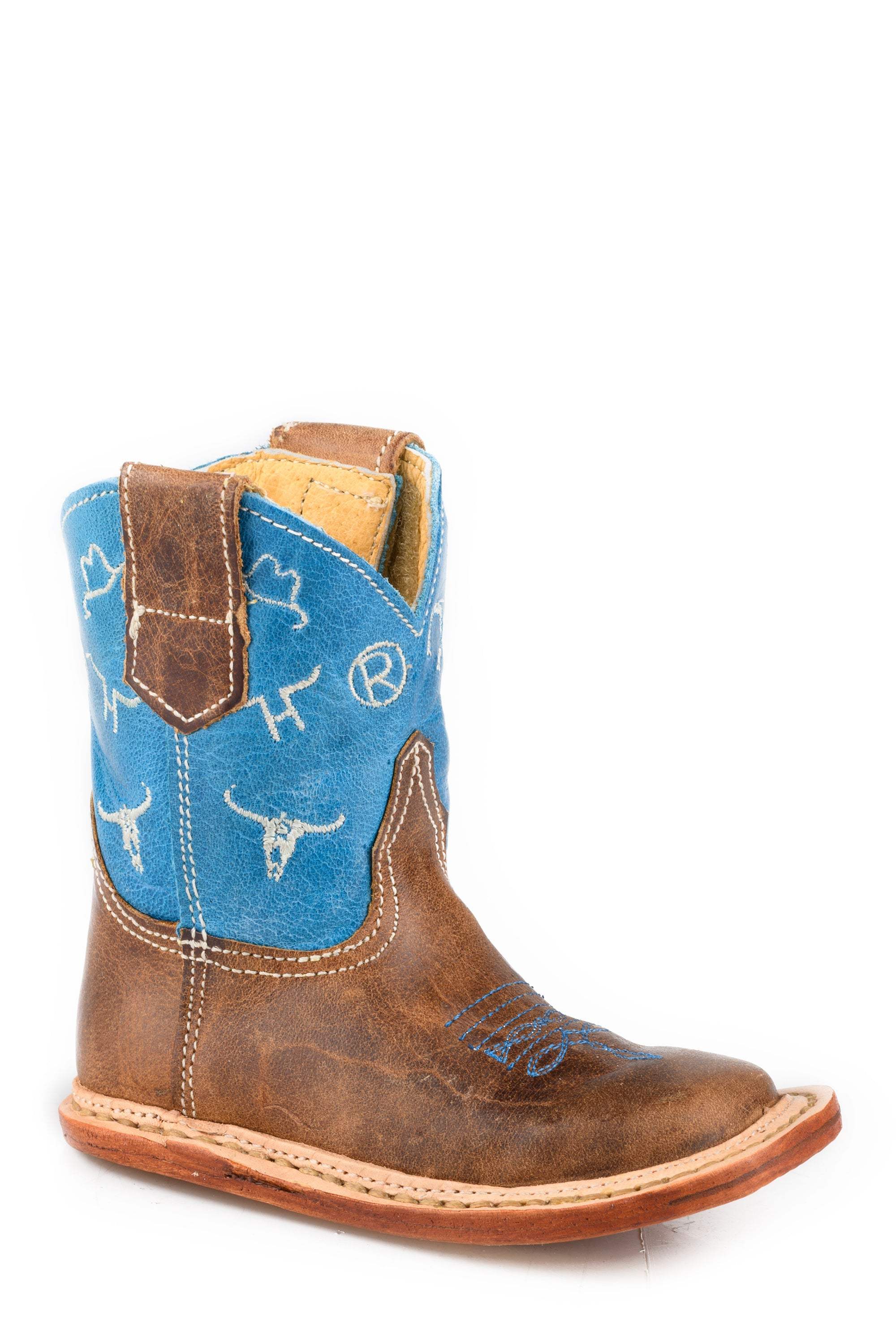 Roper Infants Boys Embossed Waxy Brown Leather Vamp - Roper - Flyclothing LLC