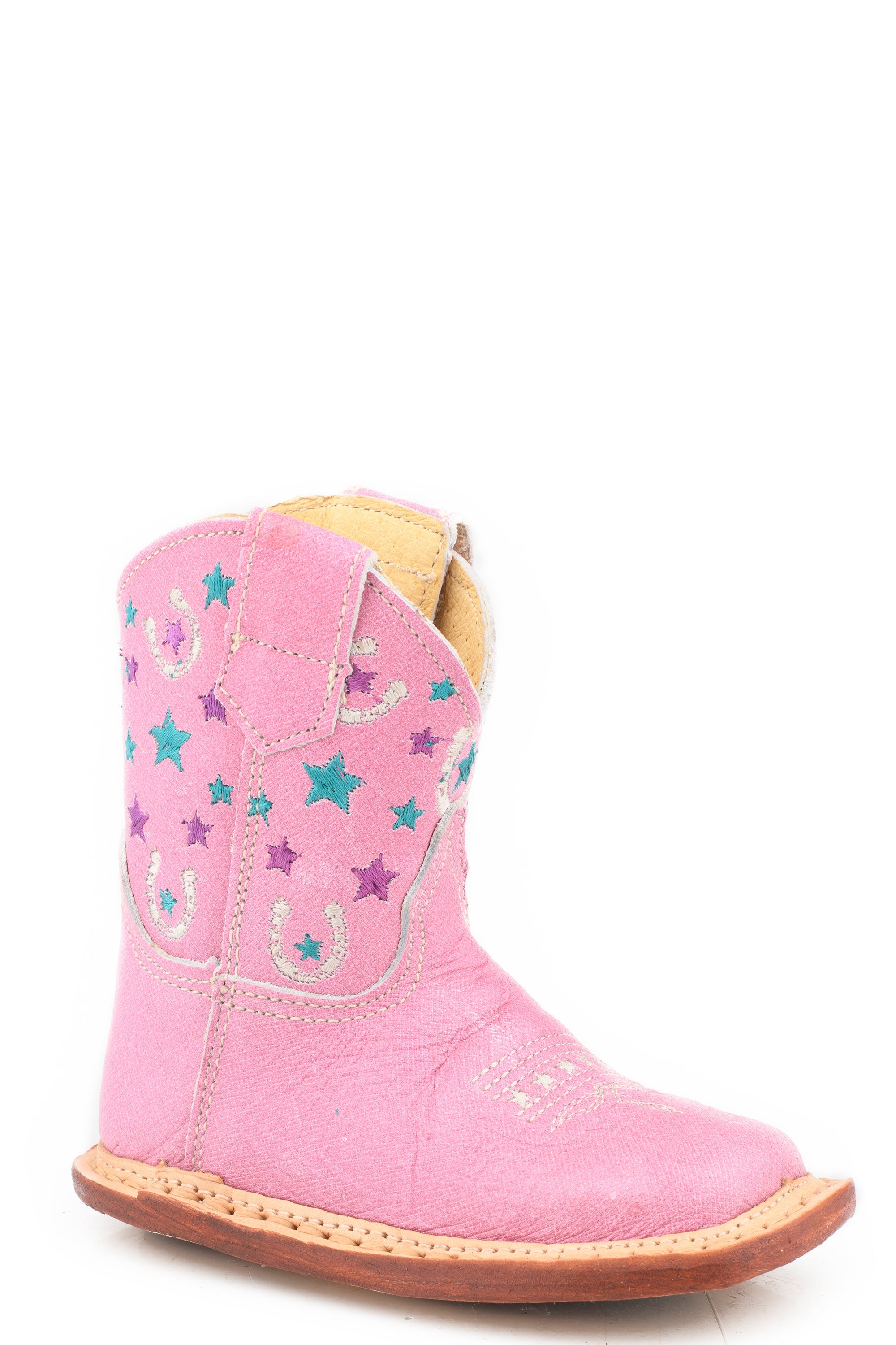 Girls Roper Vintage Pink Leather Vamp  Shaft Lucky Boots