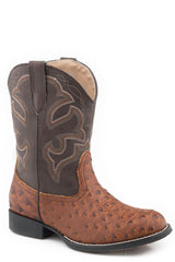 Roper Boys Toddler Tan Faux Ostrich Vamp Brown Shaft - Roper