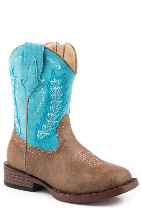 Roper Boys Toddler Tan Vamp With Turquoise Shaft - Roper