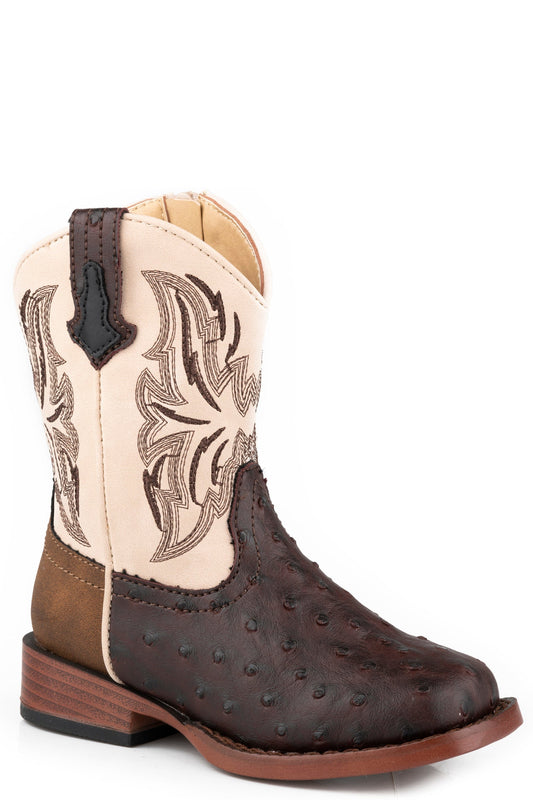 Roper Boys Toddler Brown Ostrich Vamp With Tan Heel - Roper