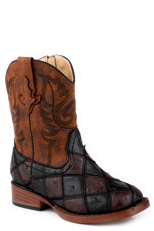 Roper Toddlers Boys Brown Black Faux Ostrich Vamp