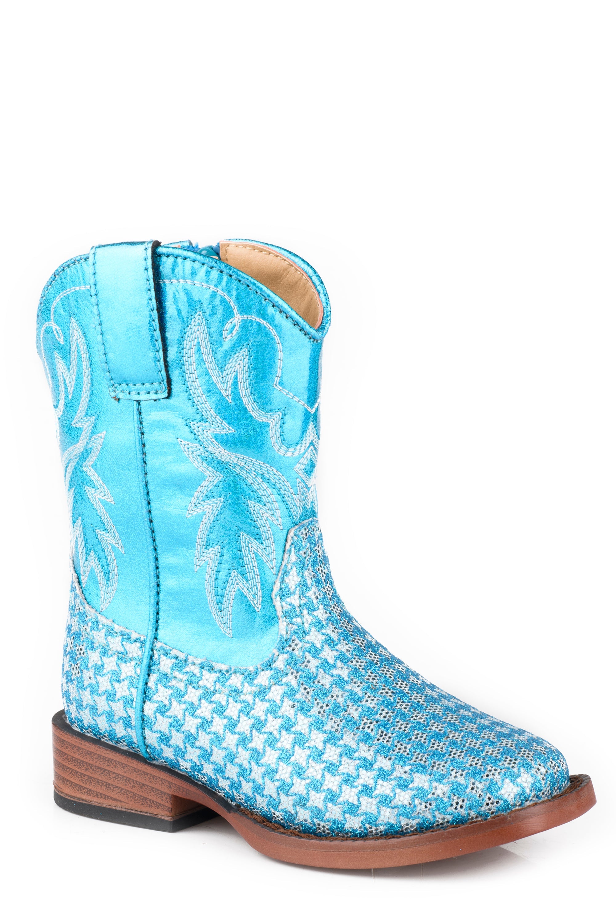 Roper Toddlers Girls Turquoise Checkered Glitter Vamp