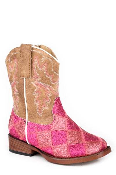 Roper Toddler Girls Pink And Fuschia Patchwork Glitter Vamp - Roper - Flyclothing LLC