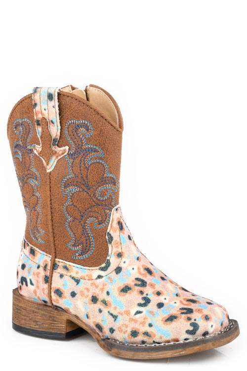 Roper Toddlers Girls Brown Multi Floral Glitter Vamp - Roper - Flyclothing LLC