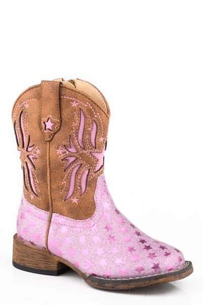 Roper Toddlers Girls Tan Shaft With Glitter Underlay - Roper - Flyclothing LLC