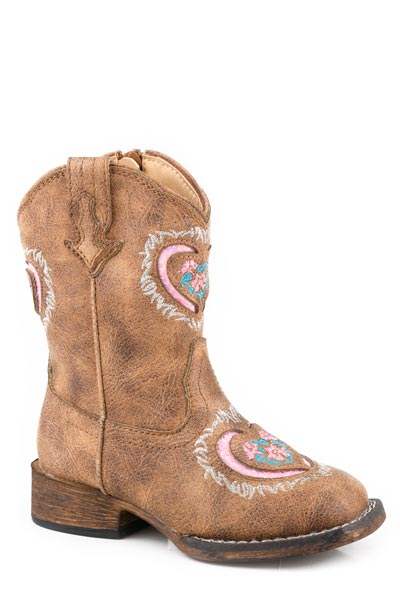 Roper Toddlers Girls Vintage Tan Vamp And Shaft - Roper - Flyclothing LLC