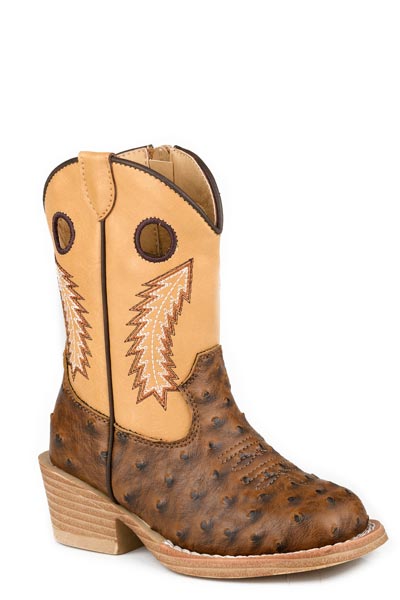 Roper Toddler Boys Brown Faux Ostrich Vamp