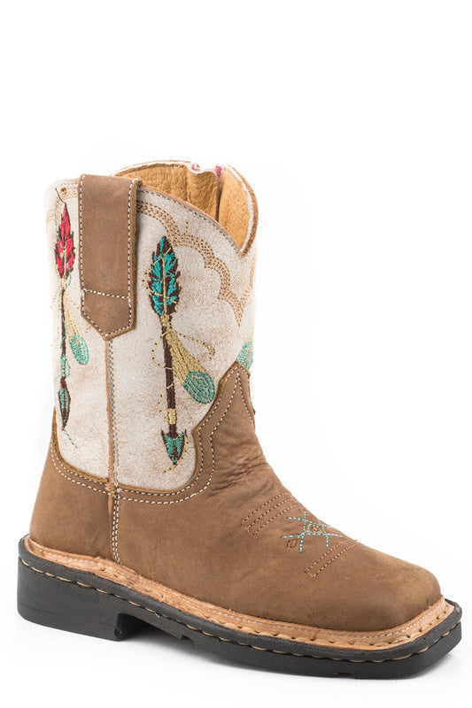 Roper Girls Toddler Soft Tan Lthr Vamp Vintage With Lthr - Roper