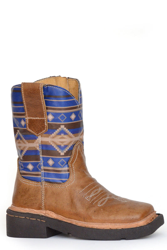 Roper Boys Toddler Crackle Tan Leather Vamp - Roper