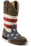 Roper Little Boys American Flag With Sanded Leather - Roper