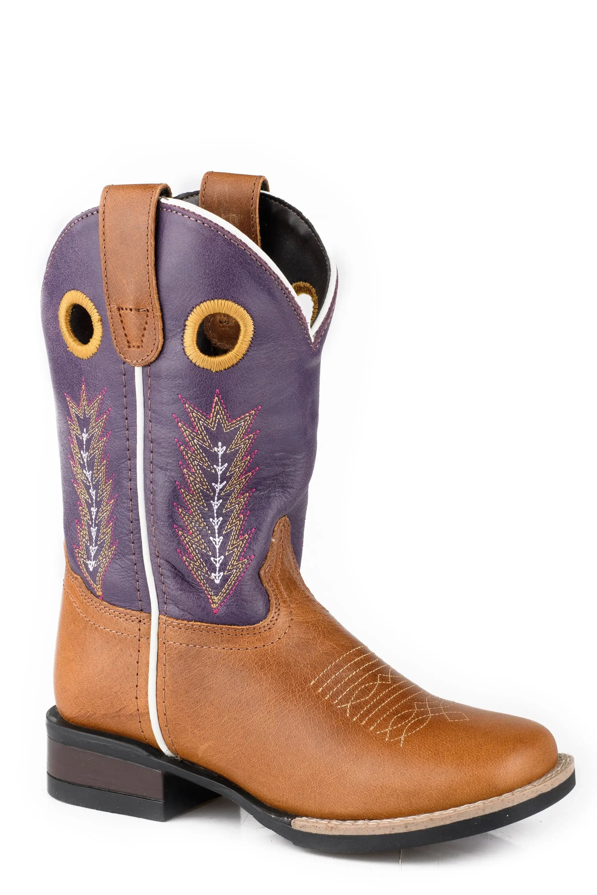 Little Girls Tan Vamp With Purple Leather Shaft - Roper - Flyclothing LLC