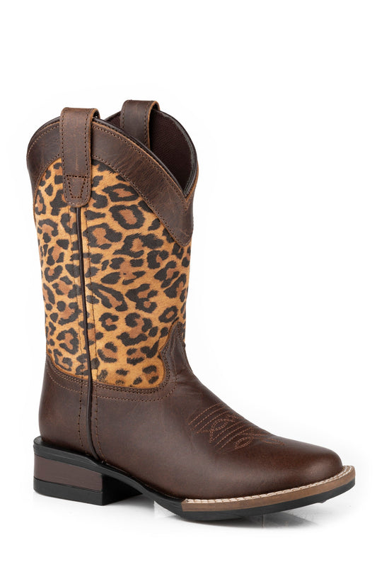 Roper Little Girls Brown Burnished Leather Vamp - Roper