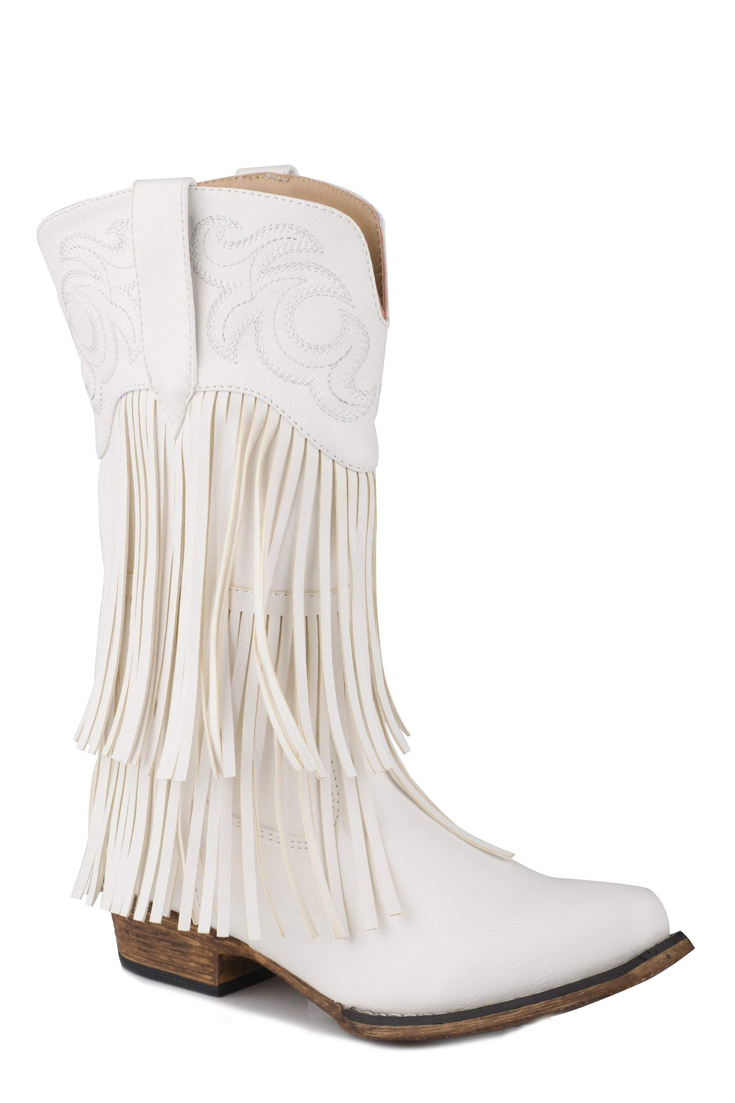 Roper Little Kids Girls White Smooth Fringe Boot - Roper - Flyclothing LLC