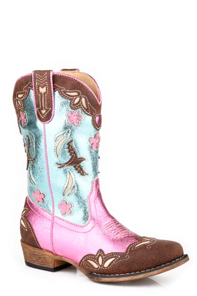 Roper Little Girls Brown With Multi Underlay Design