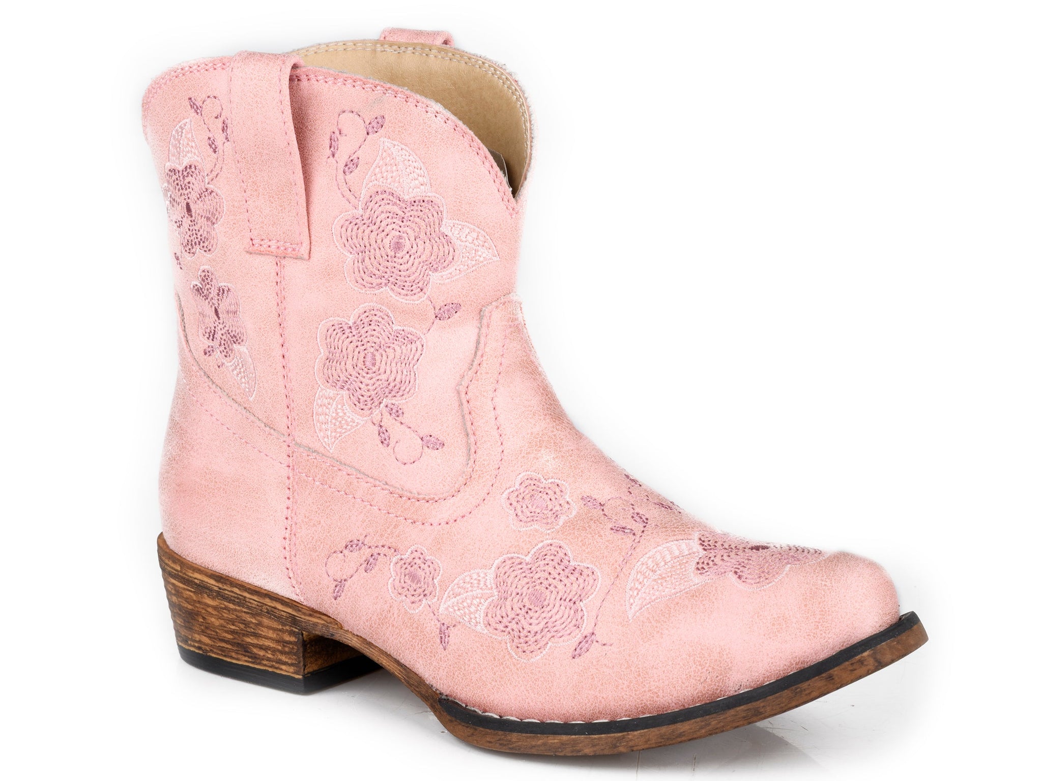 Girls Roper Vintage Light Pink Faux Leather Blossom Boots