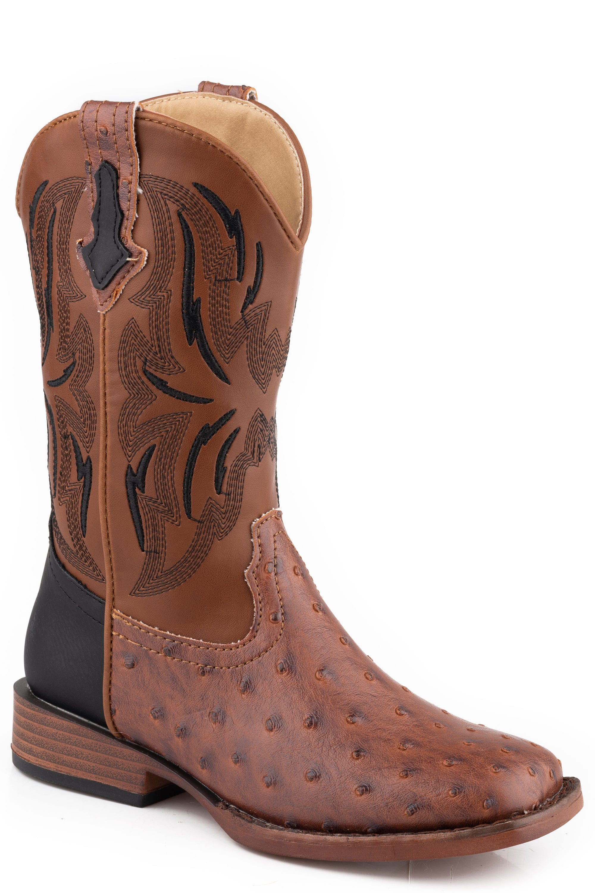 Roper Little Boys Tan Faux Ostrich Vamp - Roper