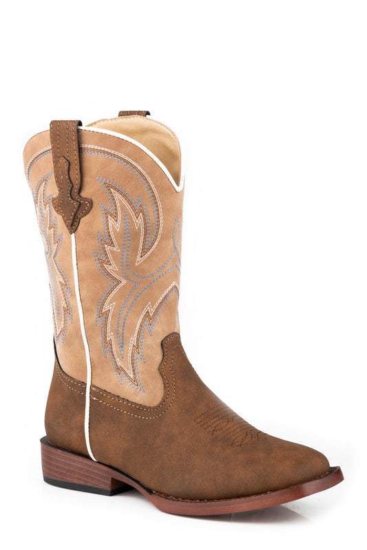 Roper Little Boys Brown Vamp With Tan Shaft - Roper