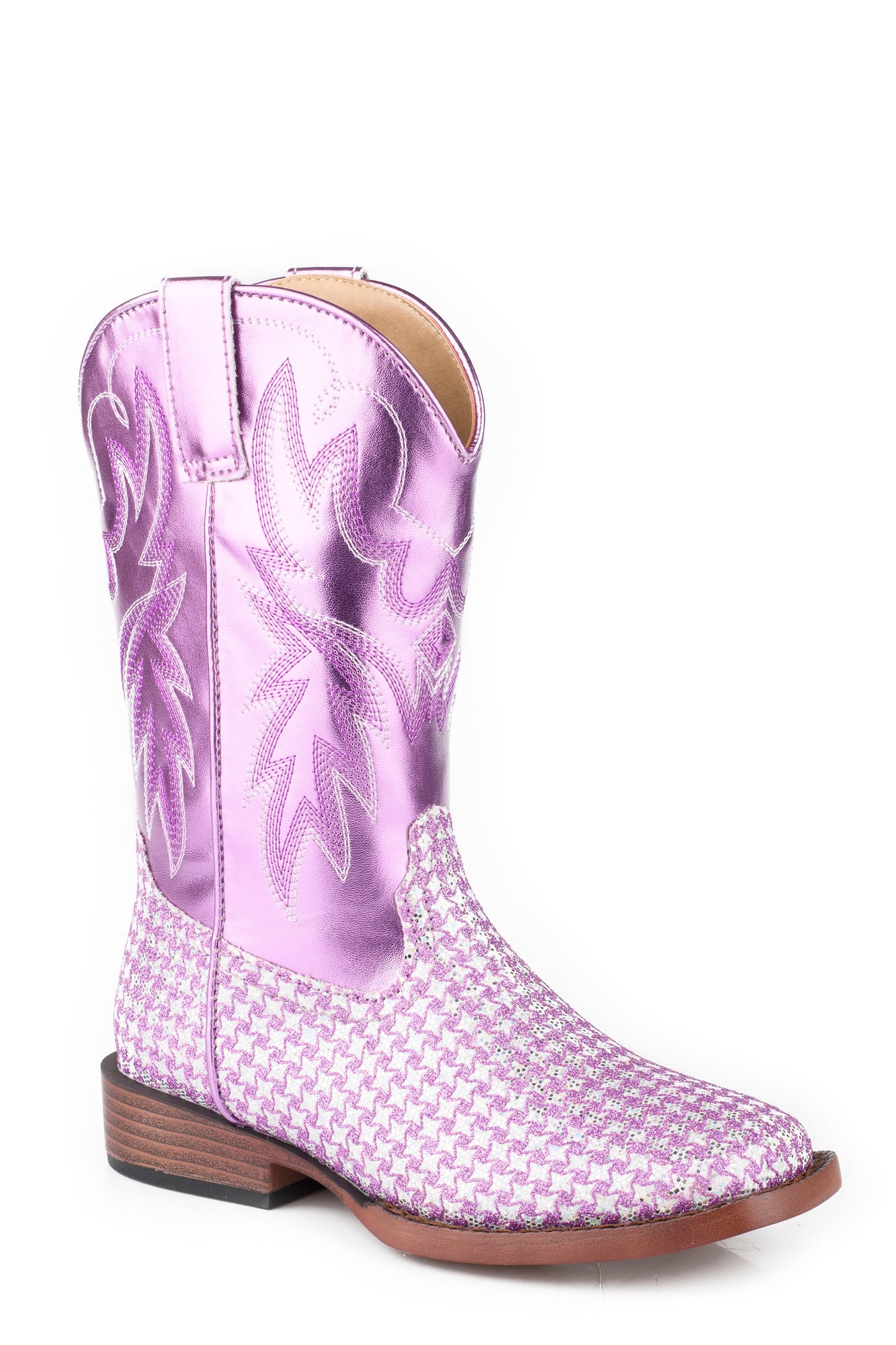Roper Little Kids Girls Lavender Checkered Glitter Vamp