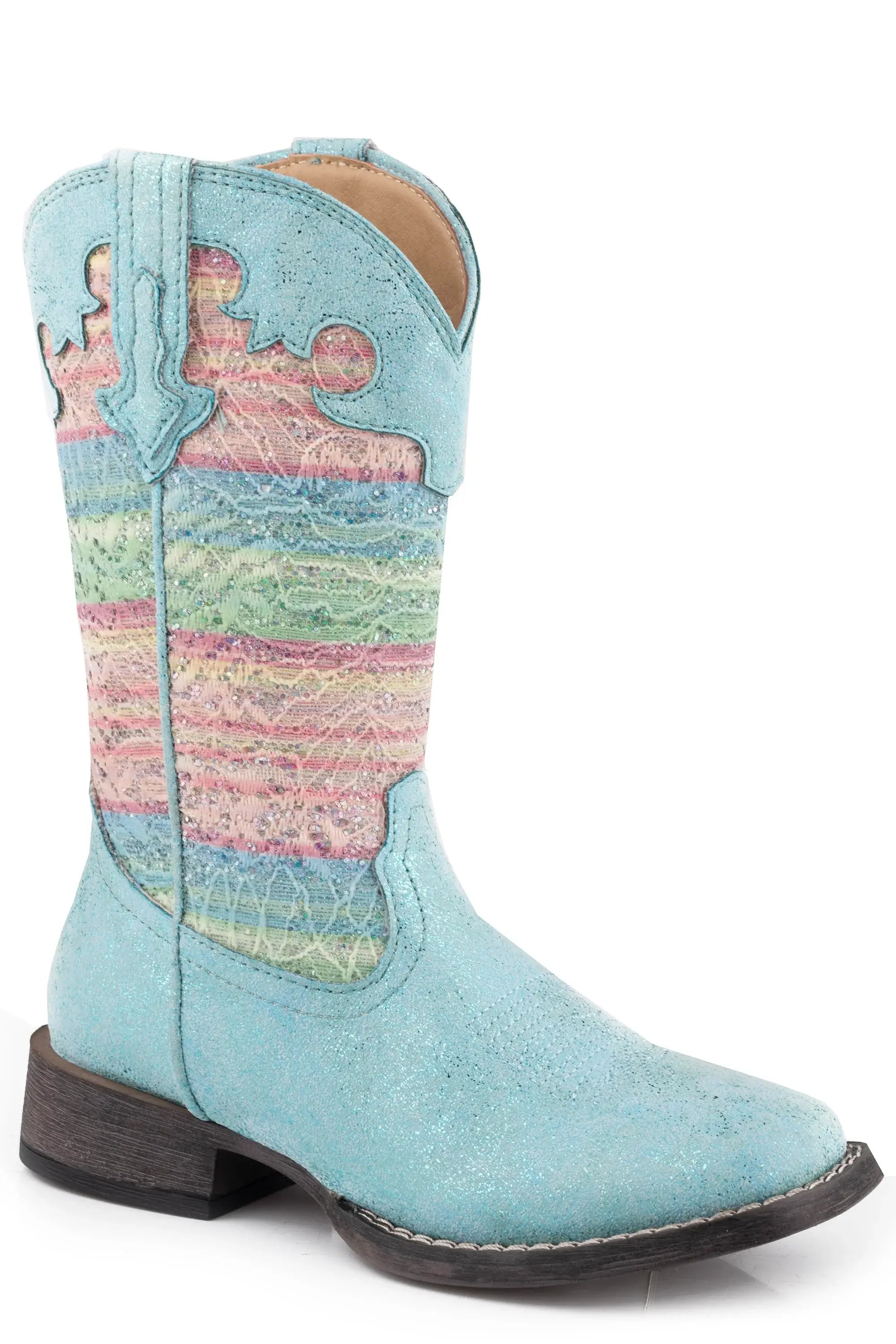 Roper Kids Girls Glitter Lace Square Toe Casual Boots Mid Calf - Roper - Flyclothing LLC