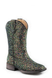 Roper Little Girls Black Glitter Vamp And Shaft - Roper