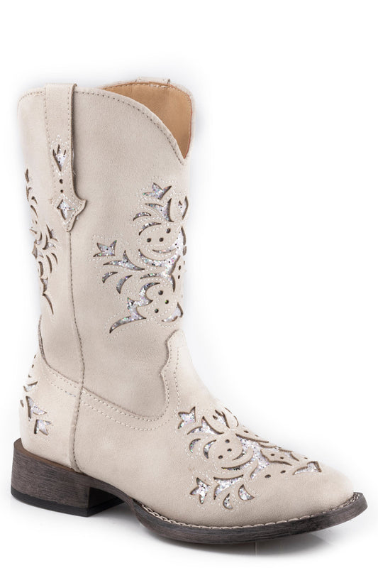 Roper Little Girls White Faux Leather Square Toe - Roper