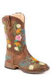 Roper Little Girls Cognac Faux Leather Square Toe - Roper