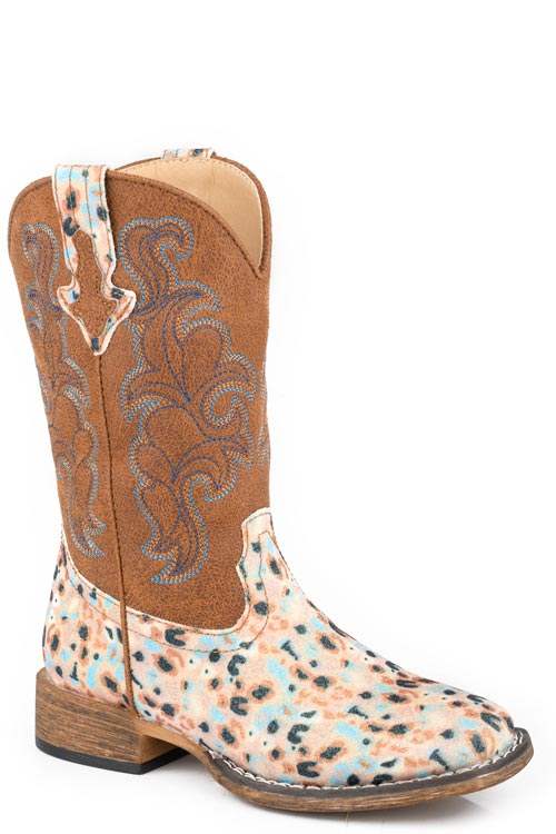 Roper Little Kids Girls Brown Multi Floral Glitter Vamp - Roper - Flyclothing LLC